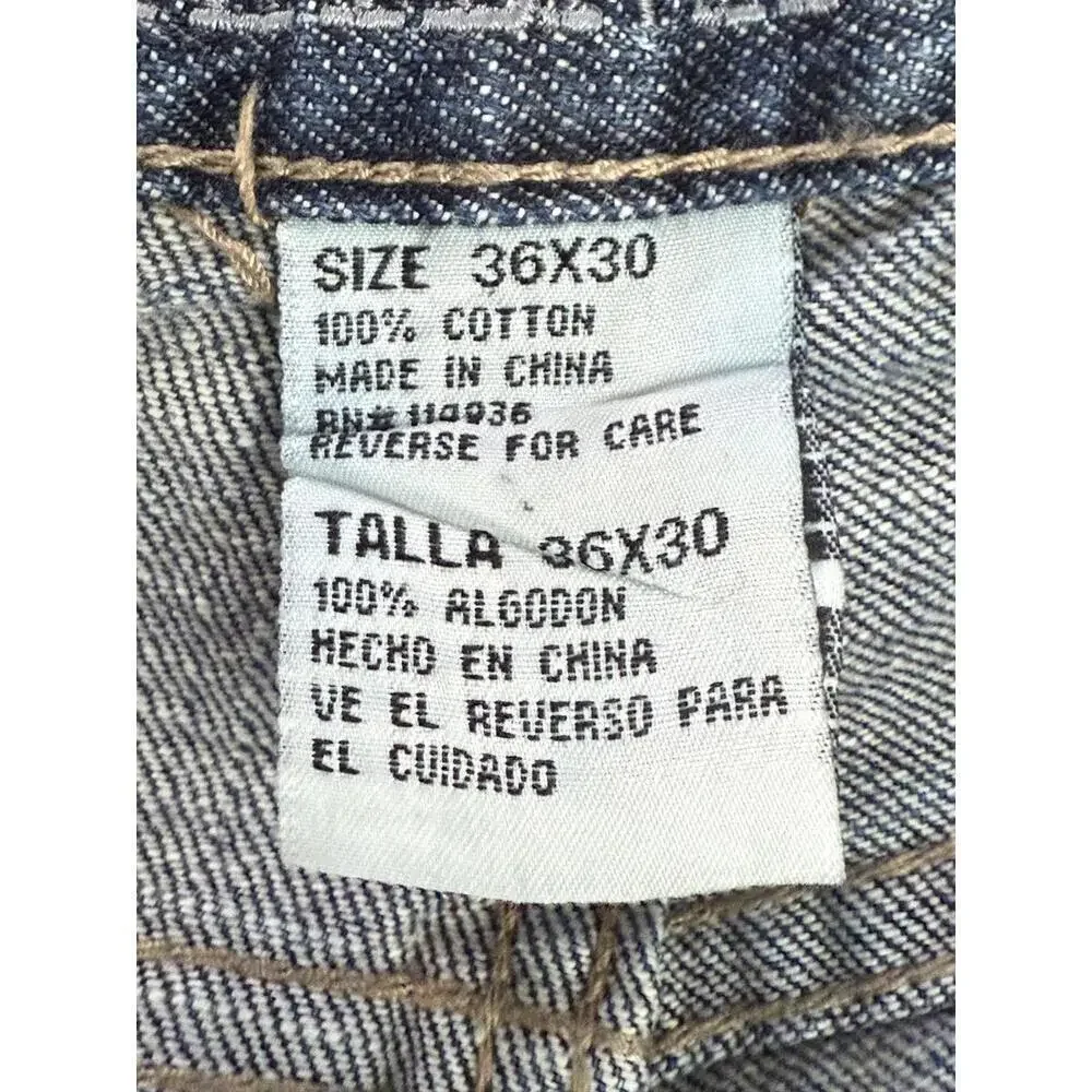 Attention Jeans Mens 36x30 Blue Straight Leg Medium Wash Denim Button Flap Back